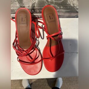 L’autre Chose red leather sandals